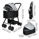 Pawz Pet Stroller 3 in1Dog Cat Pram Foldable Carrier-2017004951246606338