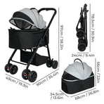 Pawz Pet Stroller 3 in1Dog Cat Pram Foldable Carrier-2017004951246606338