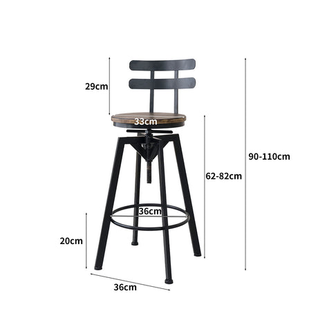 Levede 4x Bar Stool Industrial Adjustable-2006732718183944194
