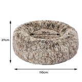 PaWz Pet Bed Cat Dog Donut Nest Calming XL Brown X-Large - Front View