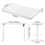 Levede Motorised Standing Desk Adjustable 140cm White 1000x 1MM - Front View