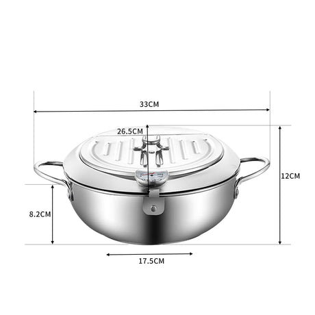 TOQUE 24cm Japanese Deep Frying Pan Silver-2018816702552346626