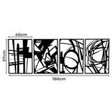 Yezi Metal Wall Art 4Pcs Abstract Minimalist Line Decor - Front View