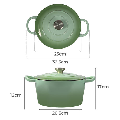 TOQUE 4L Enamel Dutch Oven Pot in Green Colour-2018816783506608130