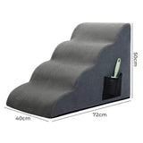 Pawz 4 Steps Pet Stairs Dog Ramp High Density Foam Grey-2018816829564260354