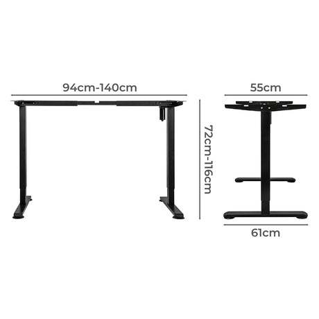 Levede Motorised Standing Desk Frame Black Single Motor-2018816913609723906