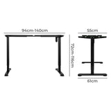 Levede Motorised Standing Desk Frame Black Single Motor - Front View