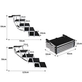 PaWz 5 Steps Dog Ramp Adjustable Height Black - Front View