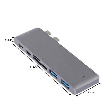 USB 3.0 Type-C HUB 6 Port Powered Adapter Grey-1954802839679275010