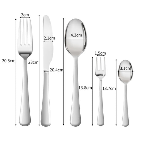 TOQUE Cutlery Set Stainless Steel 30PCS Silver-2018816666225479682
