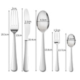 Cutlery Set Stainless Steel Knife Fork Silver - Front View