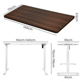 Levede Motorised Standing Desk Adjustable 140cm Walnut 1000x 1MM - Front View