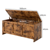 Levede Storage Bench Rustic Wooden Storage Cabinet - Front View