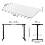 Levede Motorised Standing Desk Height 120cm White 800x 1.5MM - Front View