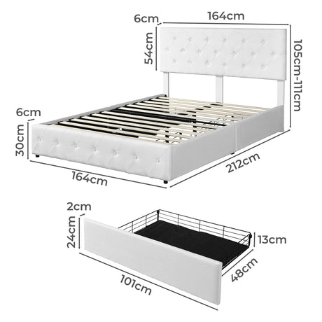 Levede Queen Bed Frame Tufted 4 Drawer-2006733226000912386