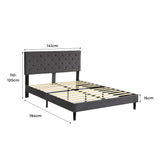 Levede Bed Frame Double Size Mattress Grey - Front View
