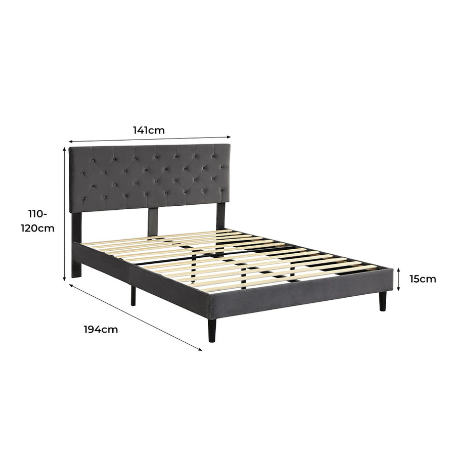 Levede Bed Frame Double Size Mattress Grey-2006733224109281282