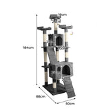 PaWz 184cm Cat Trees Scratching Post Grey - Front View