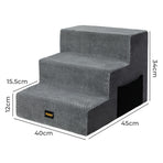 Pawz 3 Steps Pet Stairs Dog Ramp High Density Foam Grey-2006733392930017282