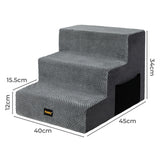 Pawz 3 Steps Pet Stairs Dog Ramp High Density Foam Grey - Front View