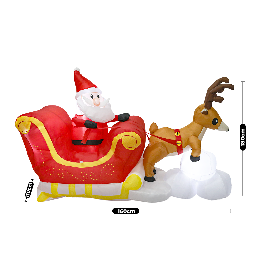 Santaco Christmas Inflatables Outdoor Santa Claus Reindeer Sleigh Lights Decor-2006733374617686018