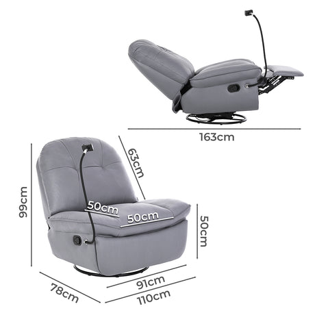 Levede Recliner Chair Lounge 360?Swivel Black-1954802891298574338
