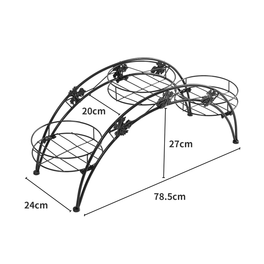 2X Plant Stand Outdoor Indoor Metal Black-2006732927077060610