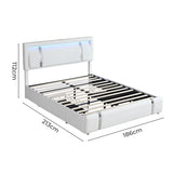 Levede King Bed Frame Leather Headboard RGB 2 Drawers - Front View