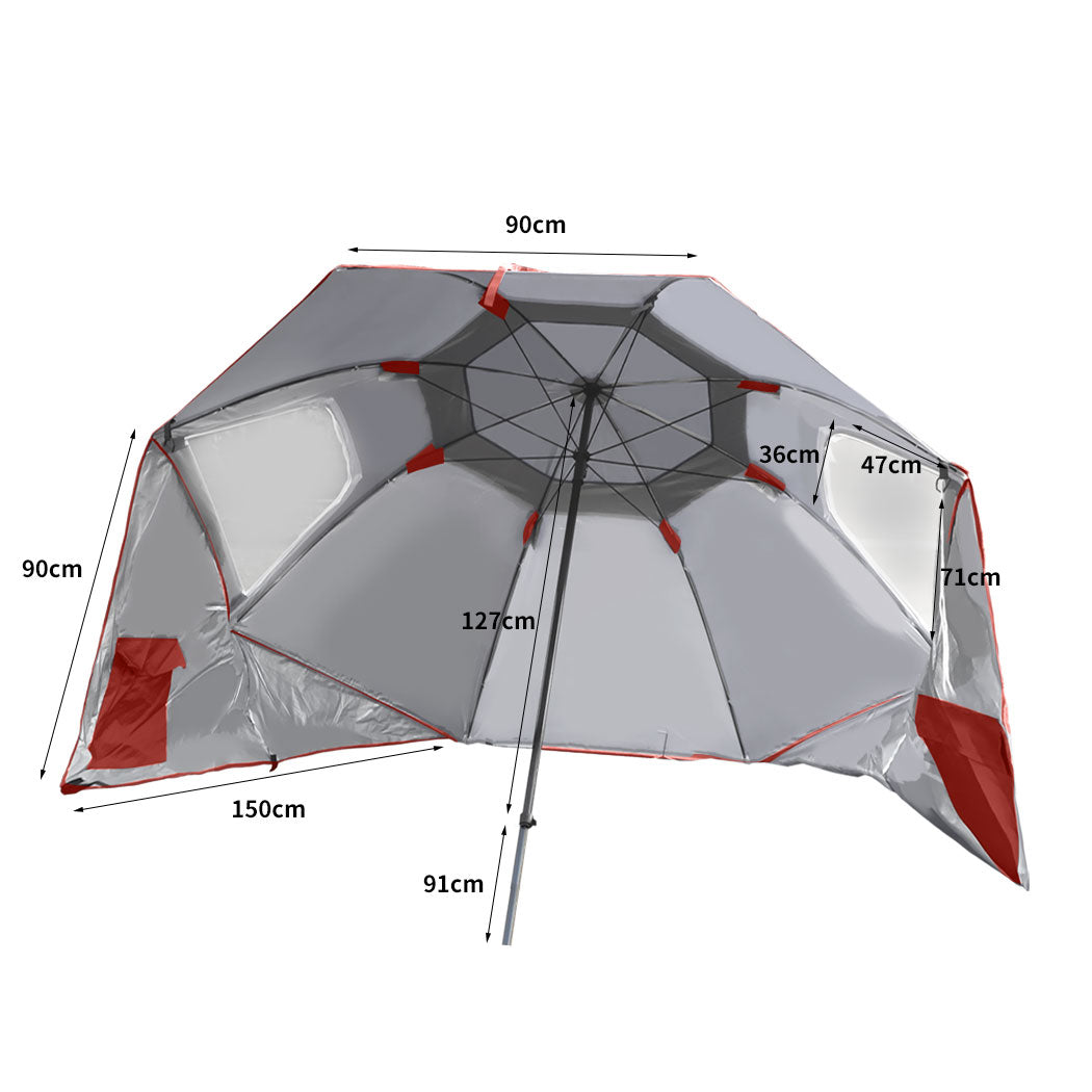 Mountview Beach Umbrella Outdoor Umbrellas Red 2.33M-2018816736698175490