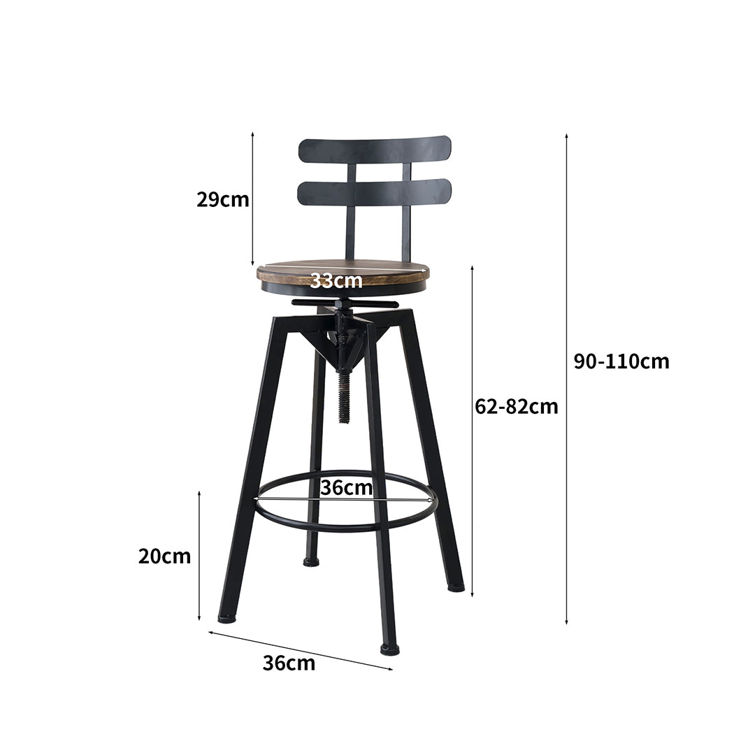 Levede 1x Bar Stool Industrial Adjustable-2006733238923563010