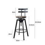 Levede 1x Bar Stool Industrial Adjustable-2006733238923563010