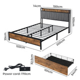 Levede Queen Bed Frame Tufted Headboard USB Charge-2006733226692972546