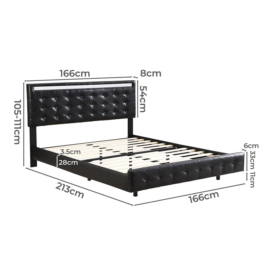 Levede  Floating Bed Frame Queen with Headboard LED Lights Mattress Base-2018816893917466626