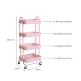 Levede 4 Tiers Kitchen Trolley Cart Pink - Front View
