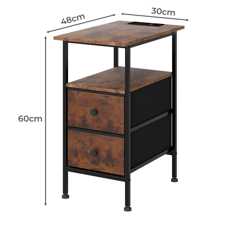 Levede Bedside Table Side Table 2 Drawers Cabinet Brown-2011971114674294786