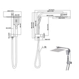 High Pressure Shower Head Set Rain Square Silver-2006733185240666114