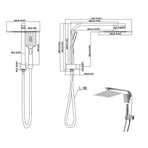 High Pressure Shower Head Set Rain Square Silver-2006733185240666114