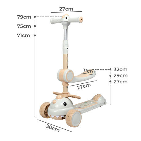BoPeep Foldable Kids Scooter Flip-able Seat Beige-1954802362019352578