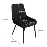 Dining Chairs x 8 Padded Seat Soft Velvet - Front View