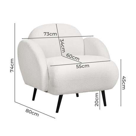 Levede Sofa Chair Fleece Upholstered Single White-2006732843727851522