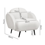 Levede Sofa Chair Fleece Upholstered Single White - Front View