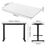 Levede Motorised Standing Desk Adjustable 140cm White 1000x 1MM - Front View
