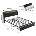 Levede Queen Metal Bed Frame LED Lights 2 Drawers-2018816912707948546