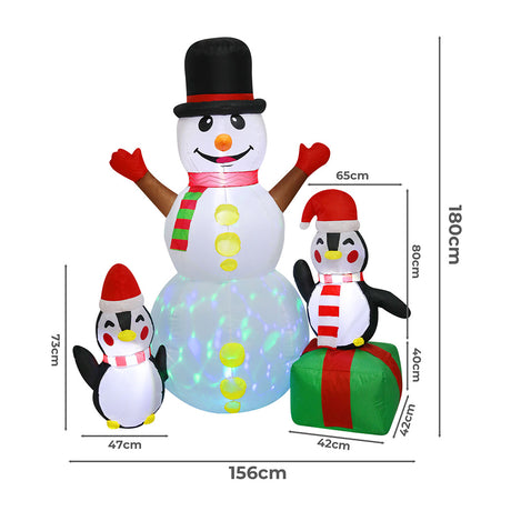 Santaco 1.8M Inflatable Christmas Snowman LED Lights-1952534169200496642
