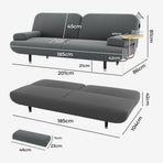 LEVEDE  CONVERTIBLE SOFABED WITH USB CHARGE AND SIDE TABLE-2006732844742873090
