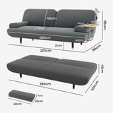 LEVEDE CONVERTIBLE SOFABED WITH USB CHARGE AND SIDE TABLE - Front View