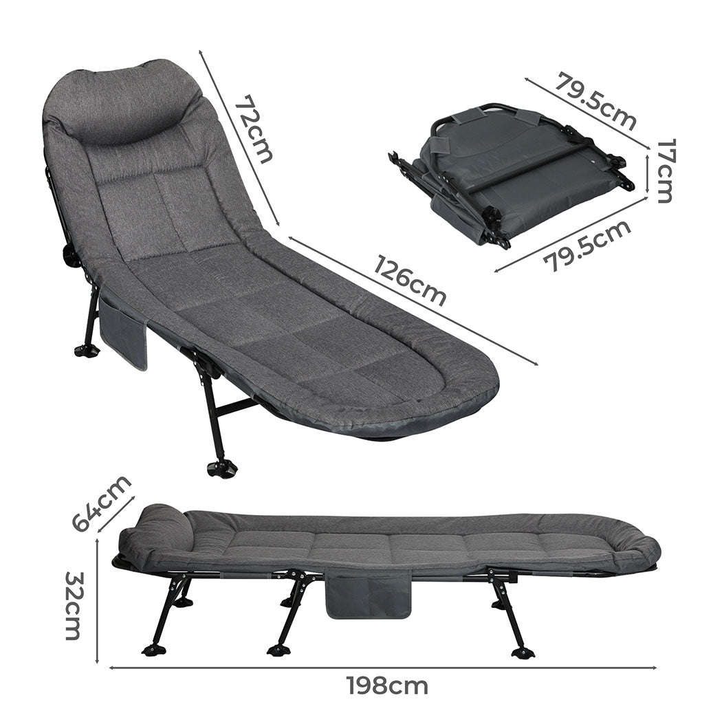 Levede Folding Camping Bed Camp Cots Dark Grey-2006732877819154434