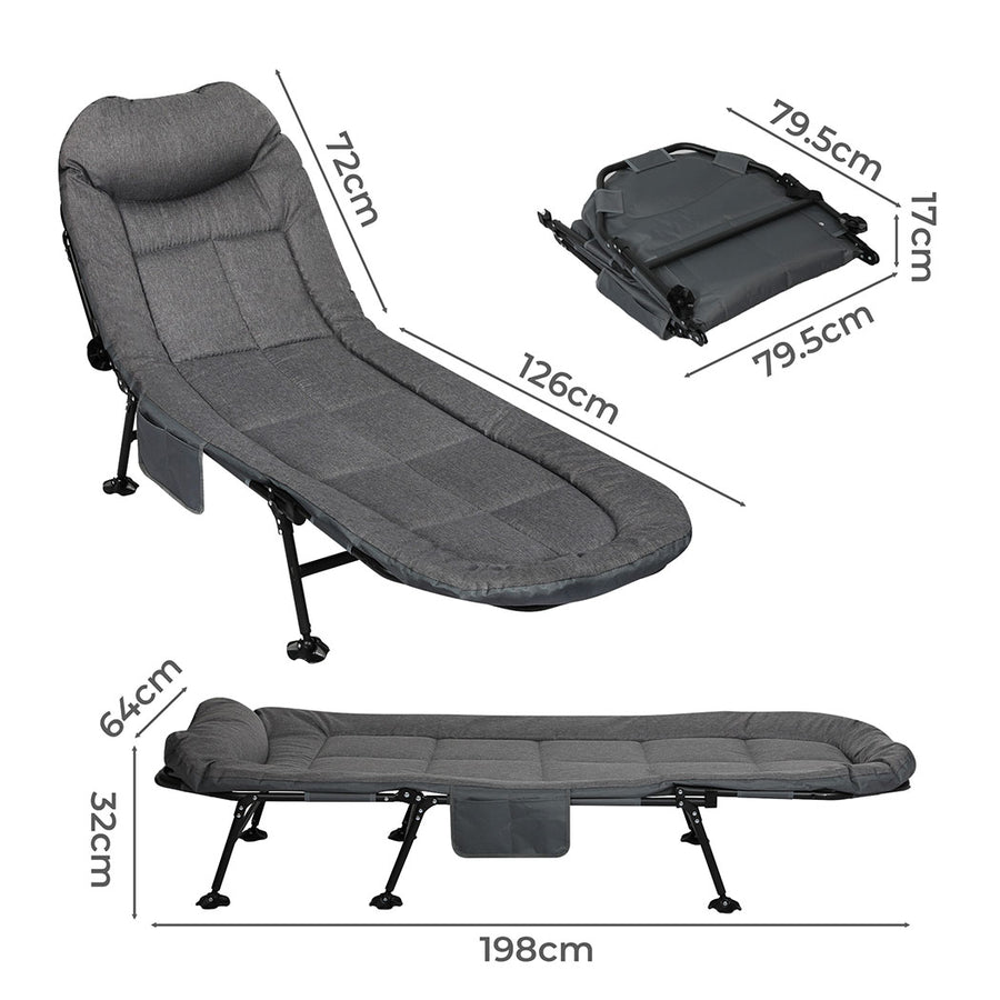 Levede Folding Camping Bed Camp Cots Dark Grey-2006732877819154434