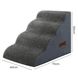 Pawz 4 Steps Pet Stairs Dog Ramp High Density Foam Grey - Front View