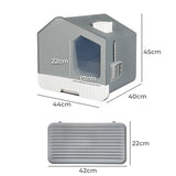 PaWz Fully Enclosed Cat Litter Box Mat Grey - Front View